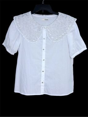 Chulatte White Eyelet Peter Pan Collar Blouse